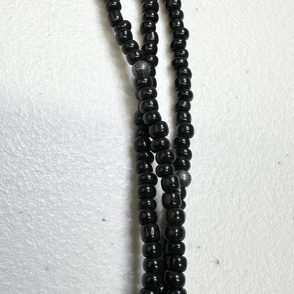 Silpada Sterling Silver Beaded 3 Stand Necklace Black Adjustable - Picture 4 of 5